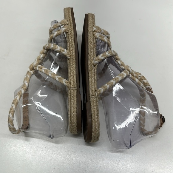 Manebi Yucatan Jute Rope Braided Espadrille Flat Sandals Shoes Tan White Size 36 - Picture 7 of 10